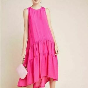 Anthropologie Pink High Low Dress